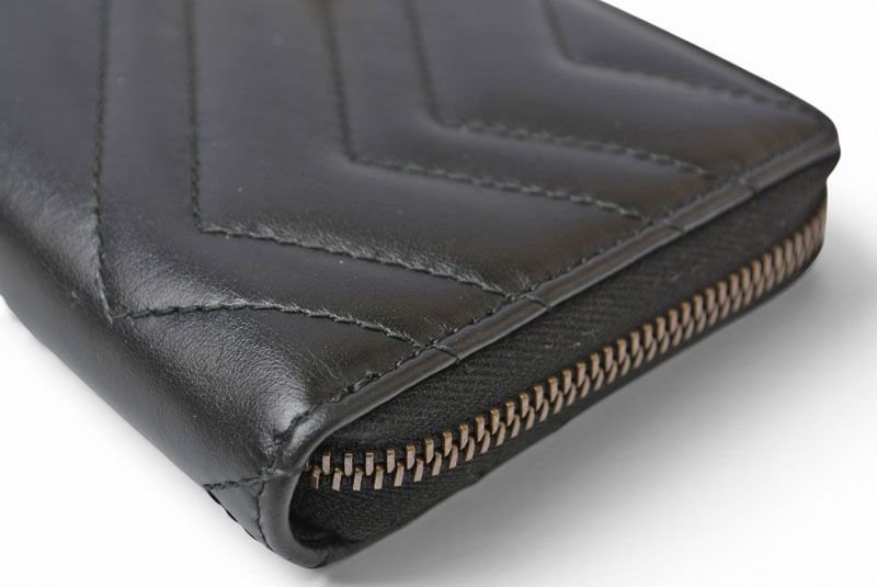 Gucci Wallet GG Marmont Zip Around Leather Black — view 3