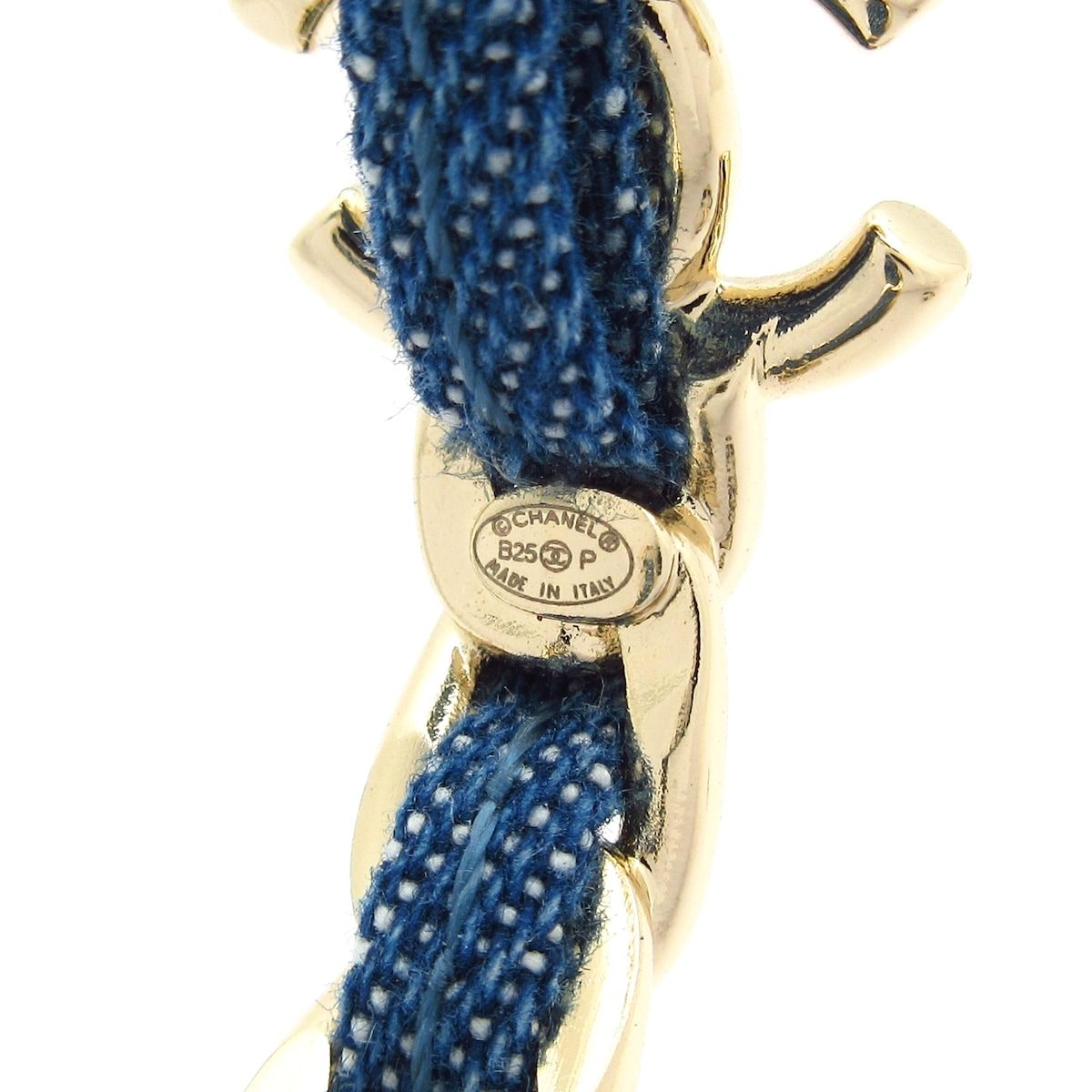 Chanel Earrings CC Logo Gold Blue Hoop — view 5