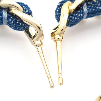 Chanel Earrings CC Logo Gold Blue Hoop — view 4