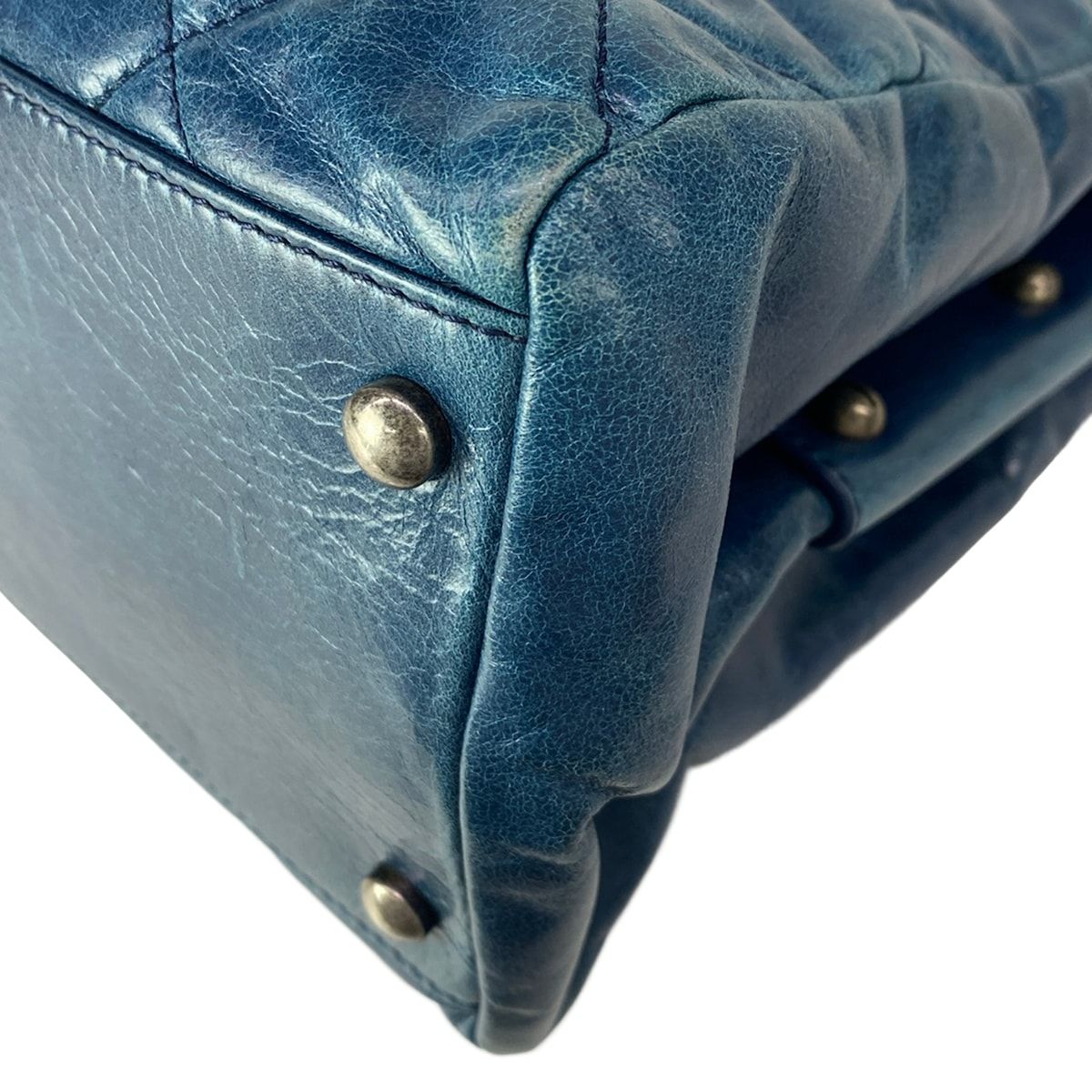 Chanel Shoulder Bag Boy Quilted Blue Vintage Silver — view 8