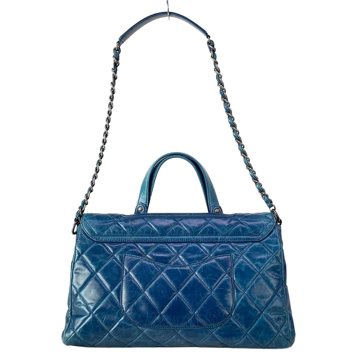 Chanel Shoulder Bag Boy Quilted Blue Vintage Silver — view 3