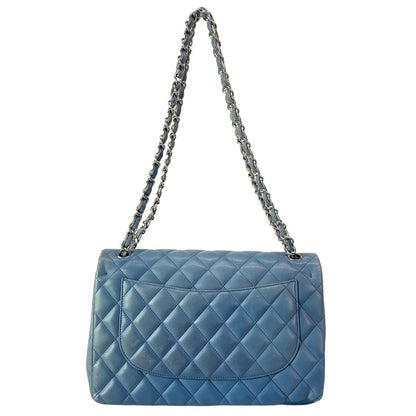 Chanel Shoulder Bag Deca Quilted Blue Silver Chain Lambskin — view 3
