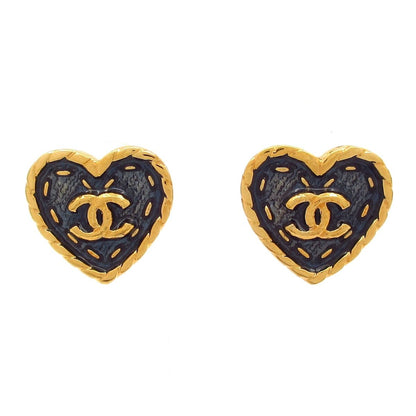 Chanel Earrings CC Logo Navy Gold