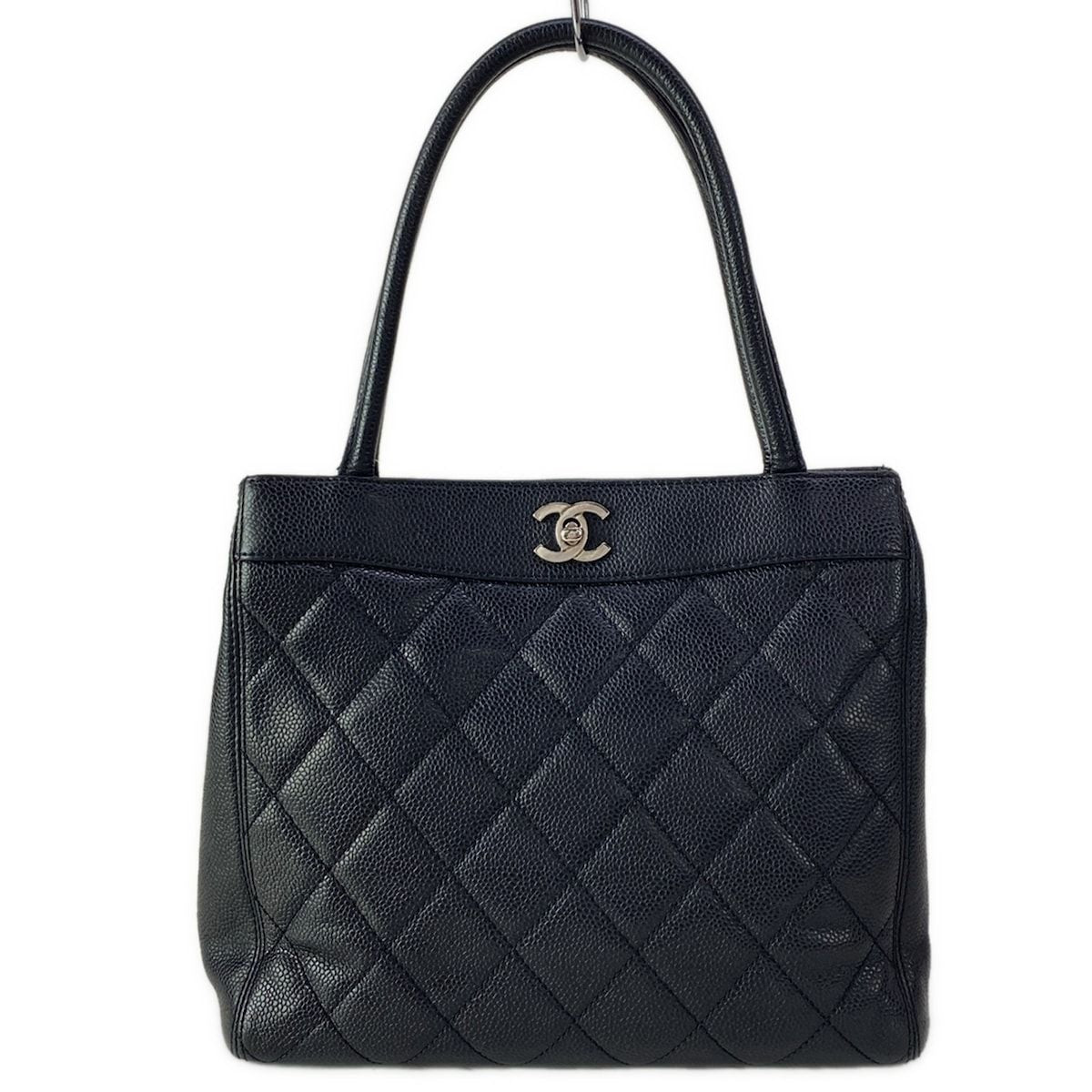 Chanel Tote Quilted Black Silver