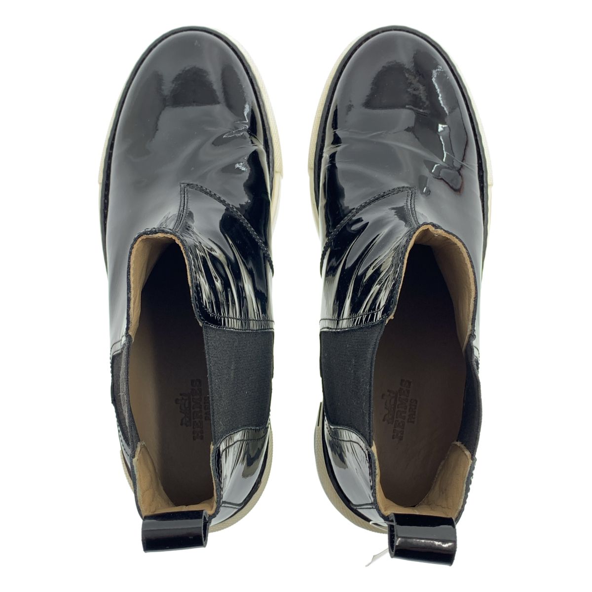 Hermes Patent Leather Platform Side Gore Boots 37 Black — view 4