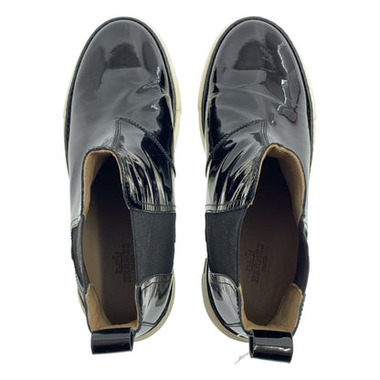 Hermes Patent Leather Platform Side Gore Boots 37 Black — view 4