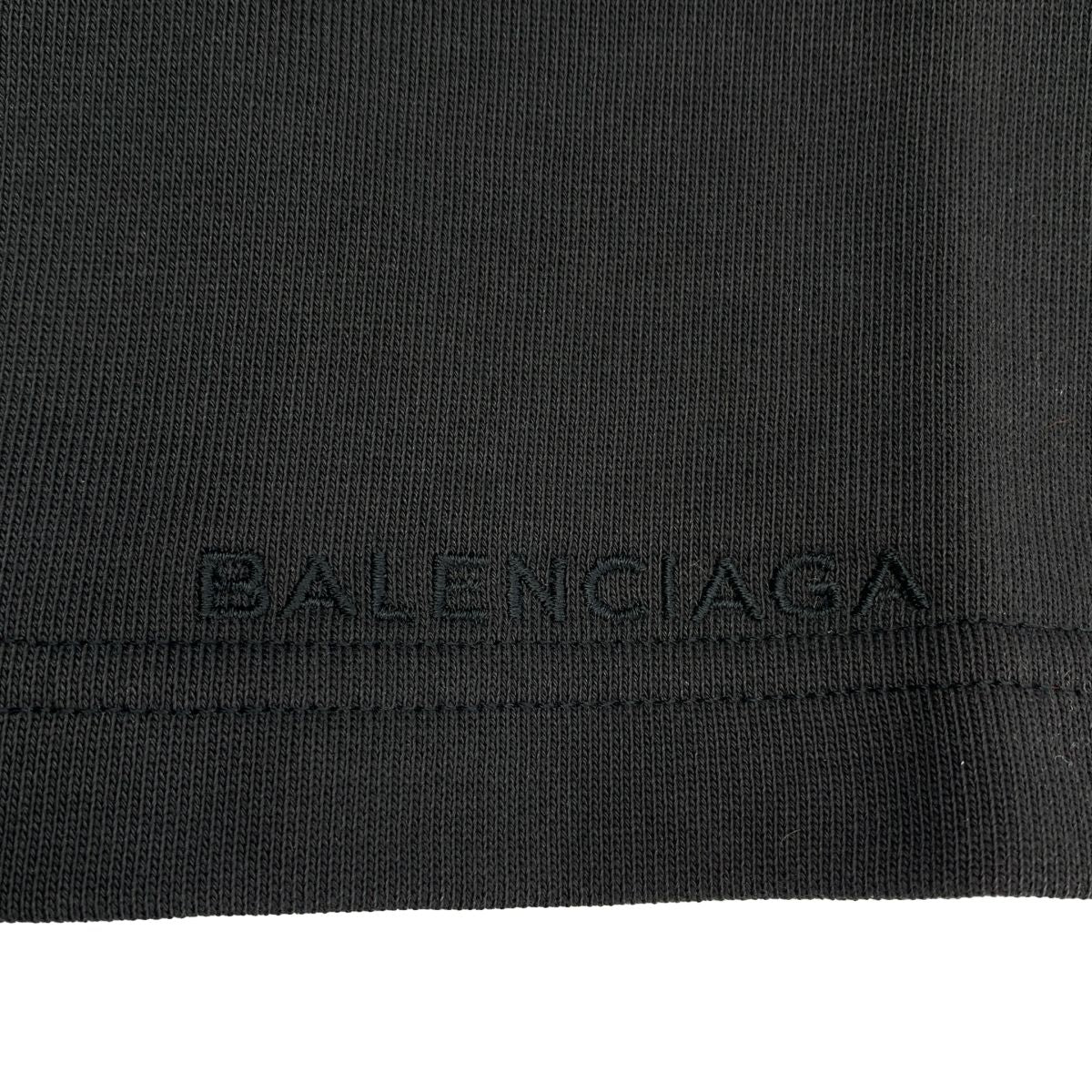Balenciaga Tuck in Hoodie Sleeve Logo Pullover Sweatshirt L Black — view 9