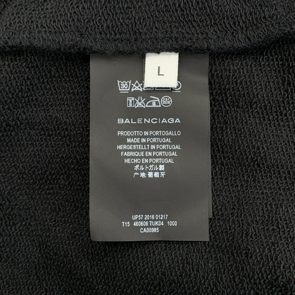 Balenciaga Tuck in Hoodie Sleeve Logo Pullover Sweatshirt L Black — view 6
