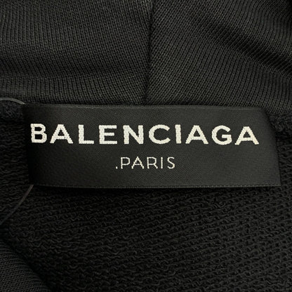 Balenciaga Tuck in Hoodie Sleeve Logo Pullover Sweatshirt L Black — view 5