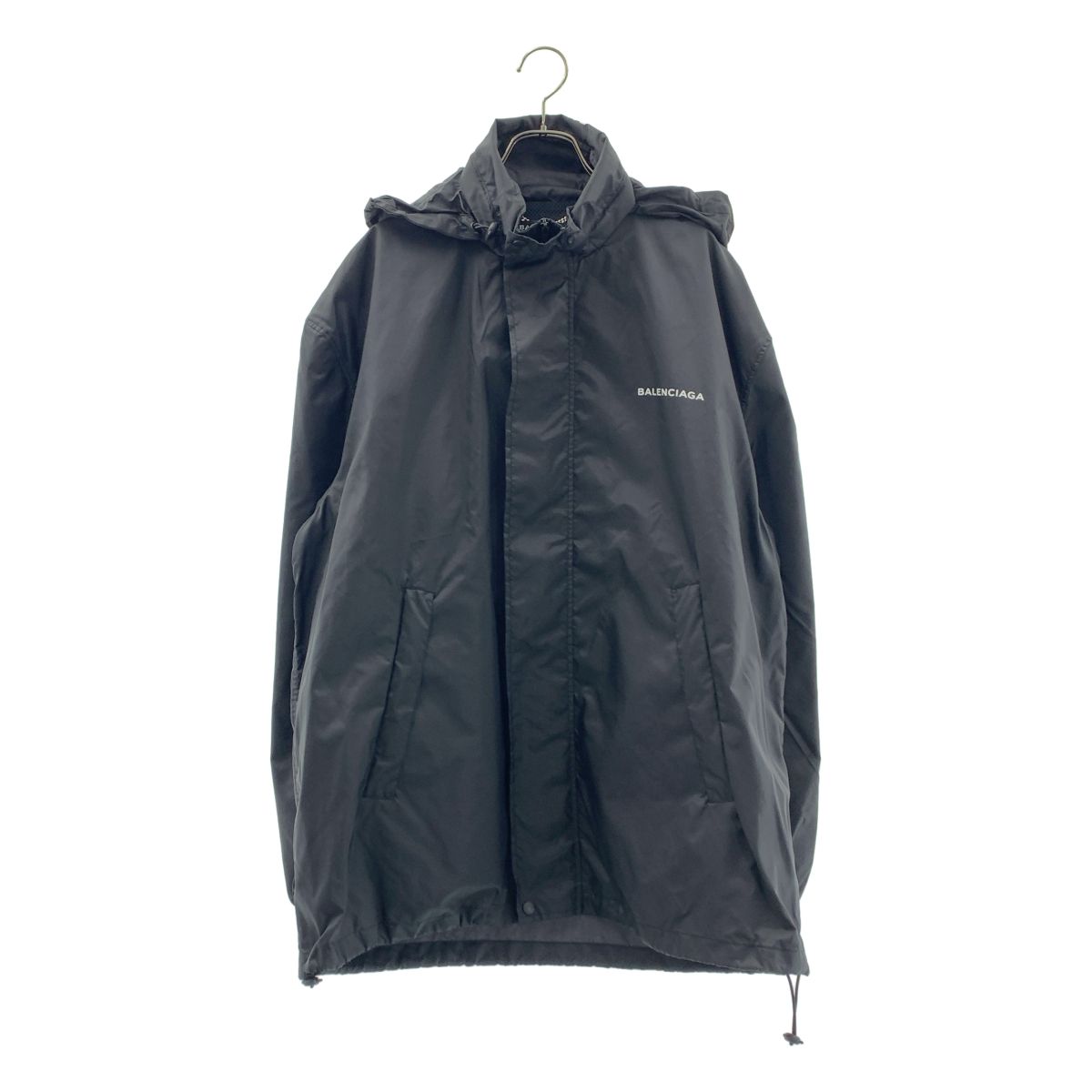 Balenciaga Boxy Wind Breaker Logo Windbreaker Jacket M Black — view 9