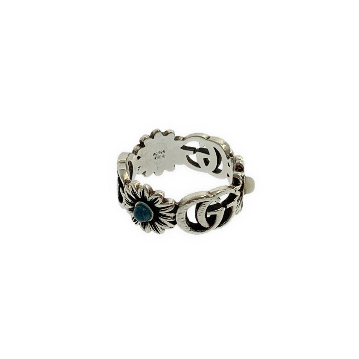 Gucci Marmont Double Mother of Pearl Turquoise Ring Silver — view 3