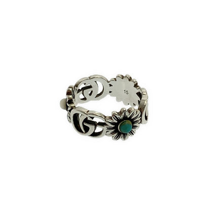 Gucci Marmont Double Mother of Pearl Turquoise Ring Silver — view 2