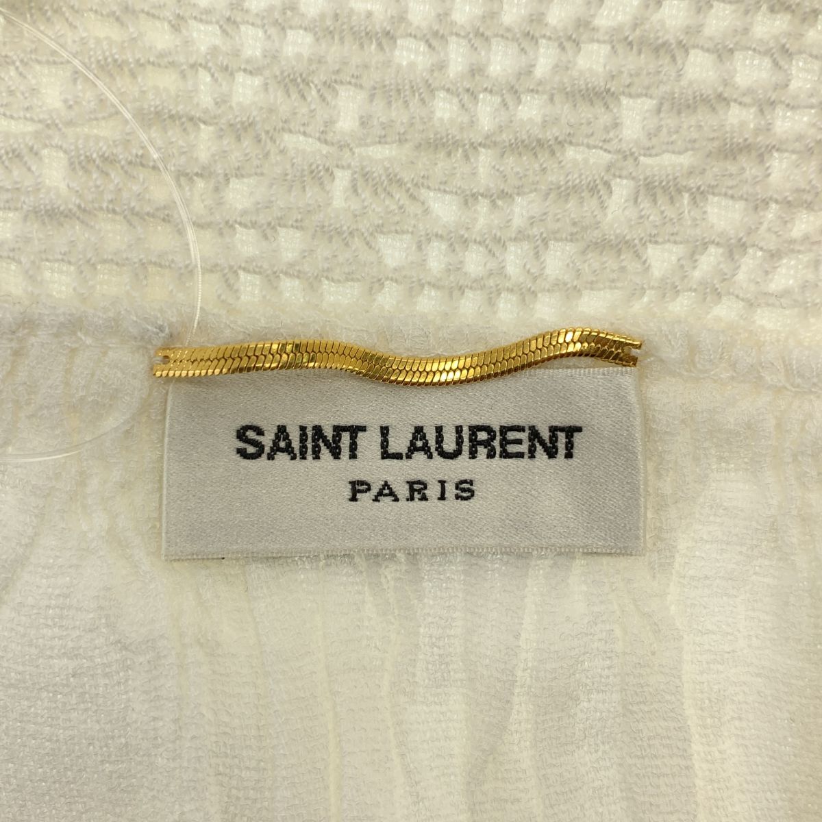 Saint Laurent Paris Rayon Cotton Lace Gathered Blouse 36 White — view 5