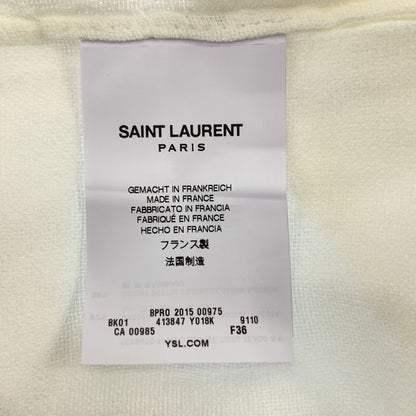 Saint Laurent Paris Rayon Cotton Lace Gathered Blouse 36 White — view 6