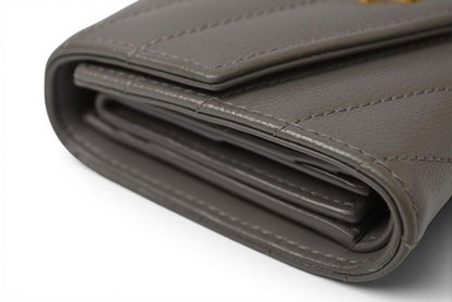 Saint Laurent Paris Wallet Trifold Multi Fold YSL Quilted Gray — view 5