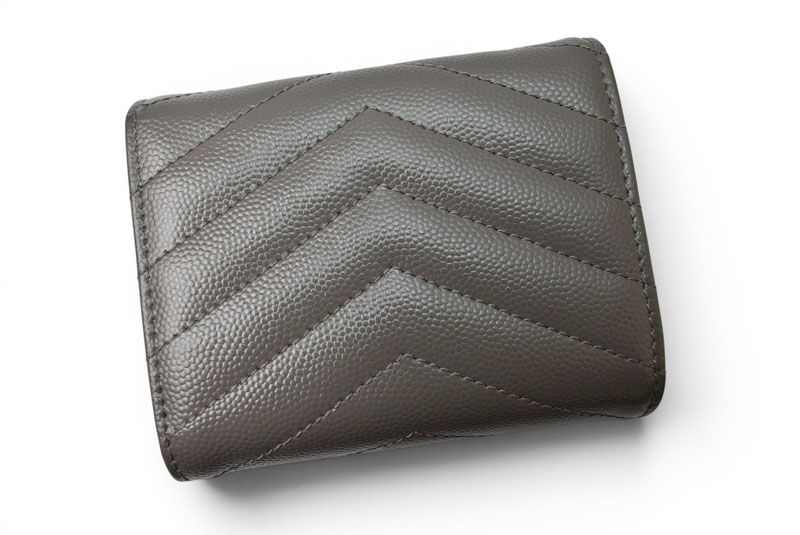 Saint Laurent Paris Wallet Trifold Multi Fold YSL Quilted Gray — view 3