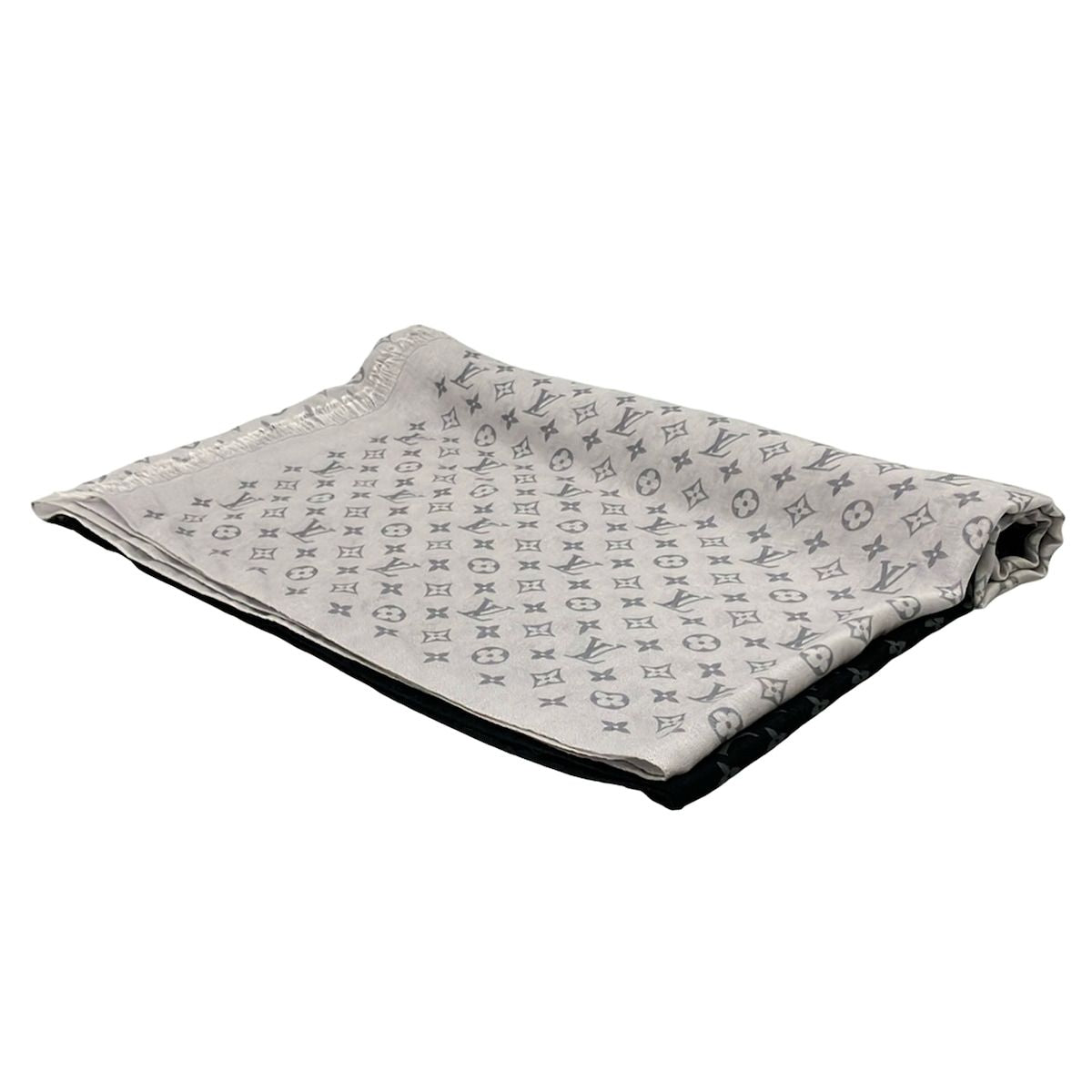 Louis Vuitton Shawl Black White Multi Monogram Pattern Silk Scarf