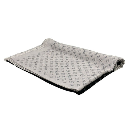 Louis Vuitton Shawl Black White Multi Monogram Pattern Silk Scarf