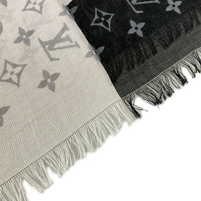 Louis Vuitton Shawl Black White Multi Monogram Pattern Silk Scarf — view 4