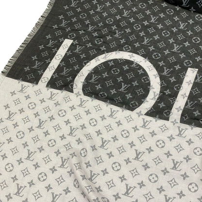 Louis Vuitton Shawl Black White Multi Monogram Pattern Silk Scarf — view 5