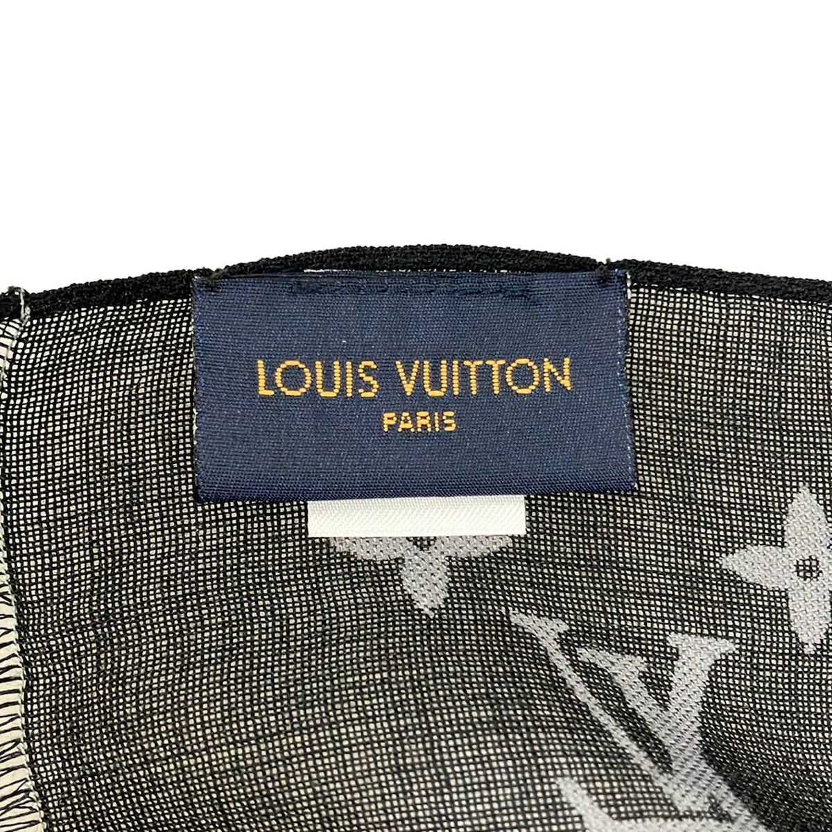 Louis Vuitton Shawl Black White Multi Monogram Pattern Silk Scarf — view 2