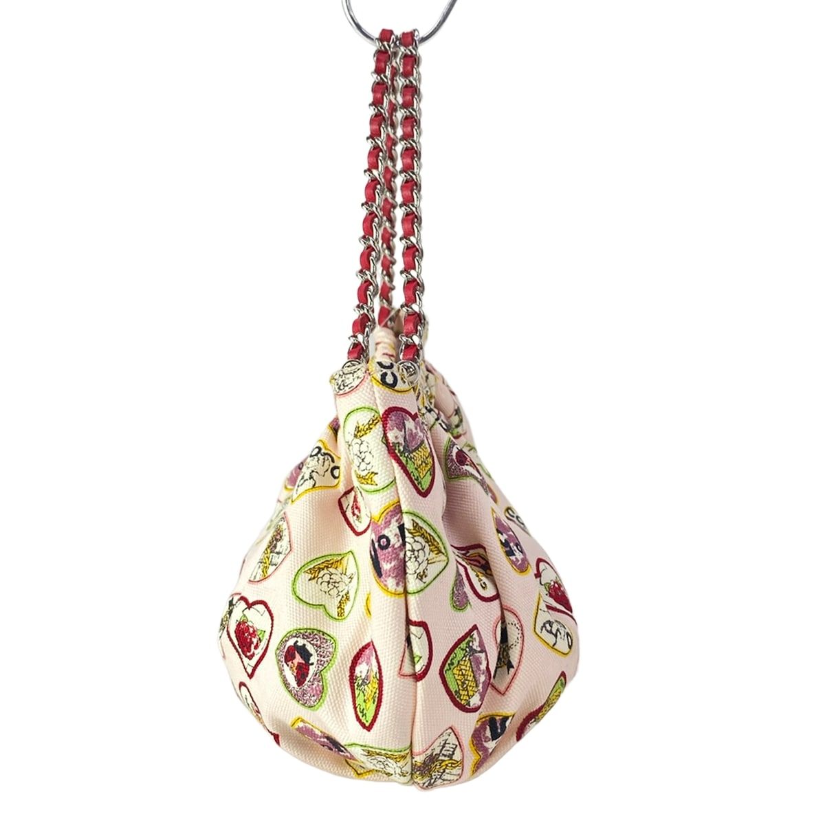 Chanel Tote Valentine Limited Light Pink Red Multi Heart Silver Chain Handle — view 2