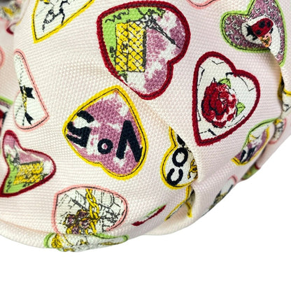 Chanel Tote Valentine Limited Light Pink Red Multi Heart Silver Chain Handle — view 7