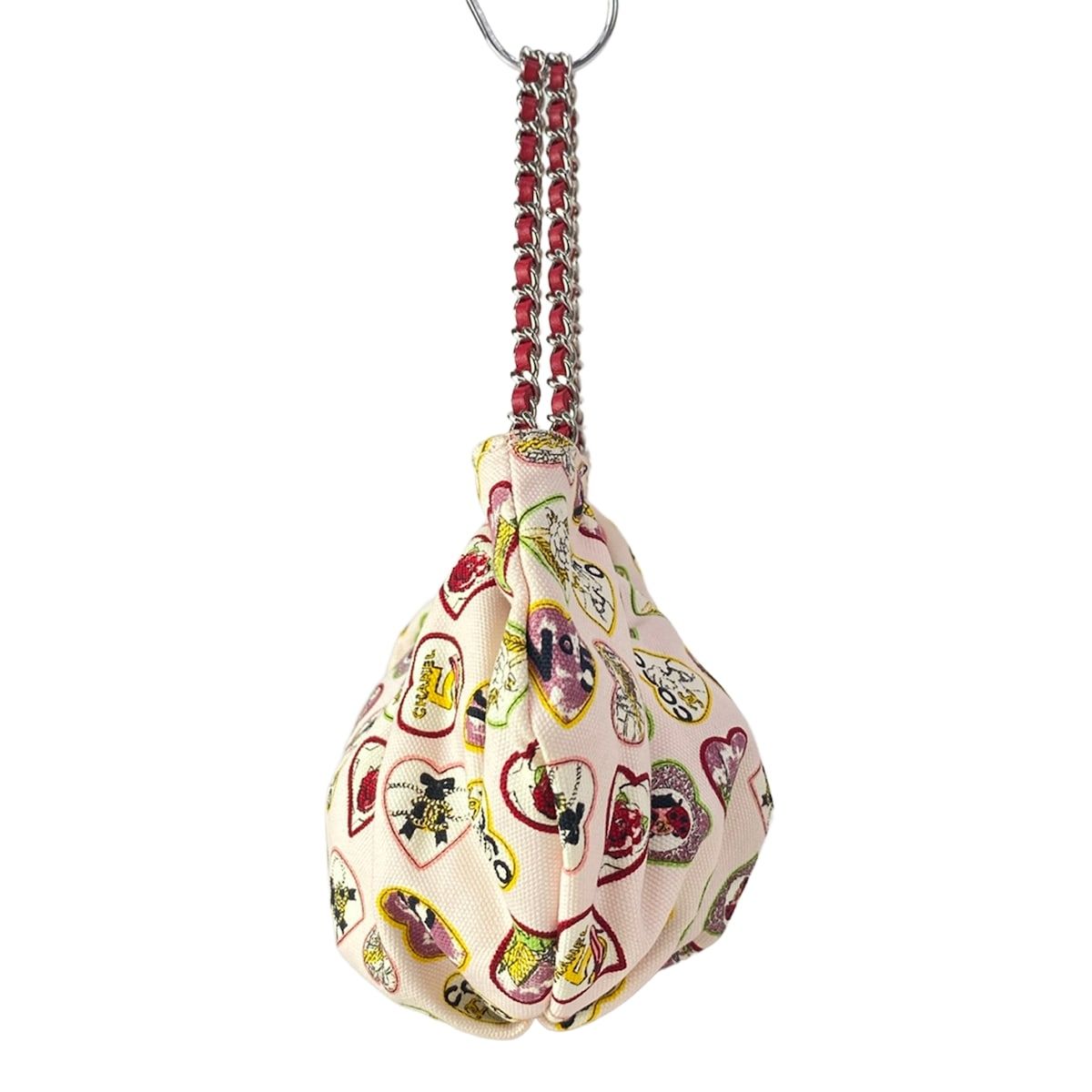 Chanel Tote Valentine Limited Light Pink Red Multi Heart Silver Chain Handle — view 4