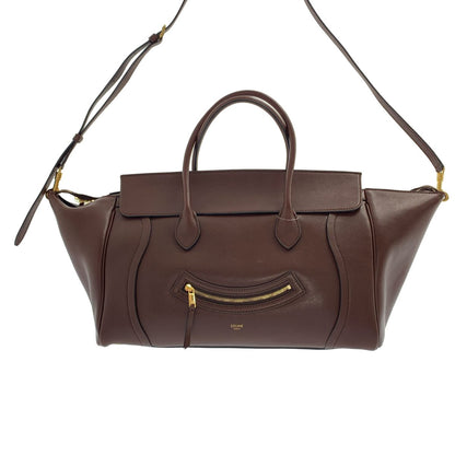 Celine Smile Luggage Supplement Shiny Leather Handbag with Lambskin 2-Way — view 3