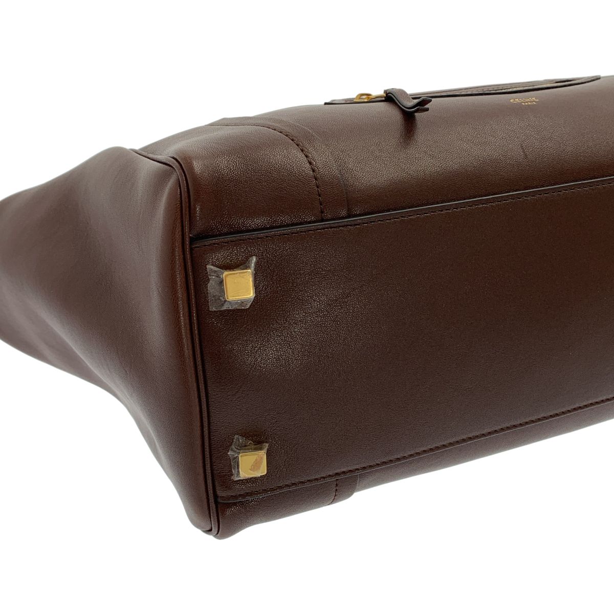 Celine Smile Luggage Supplement Shiny Leather Handbag with Lambskin 2-Way — view 8
