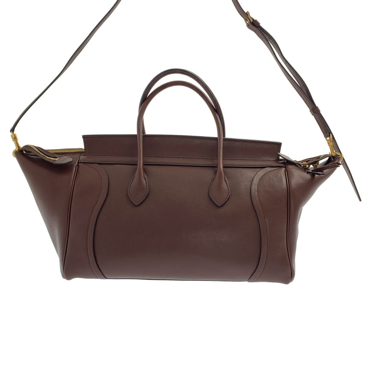 Celine Smile Luggage Supplement Shiny Leather Handbag with Lambskin 2-Way — view 4