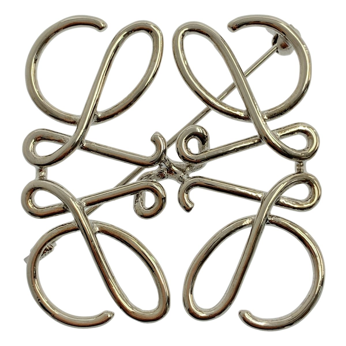 Loewe Metal Anagram Brooch Silver