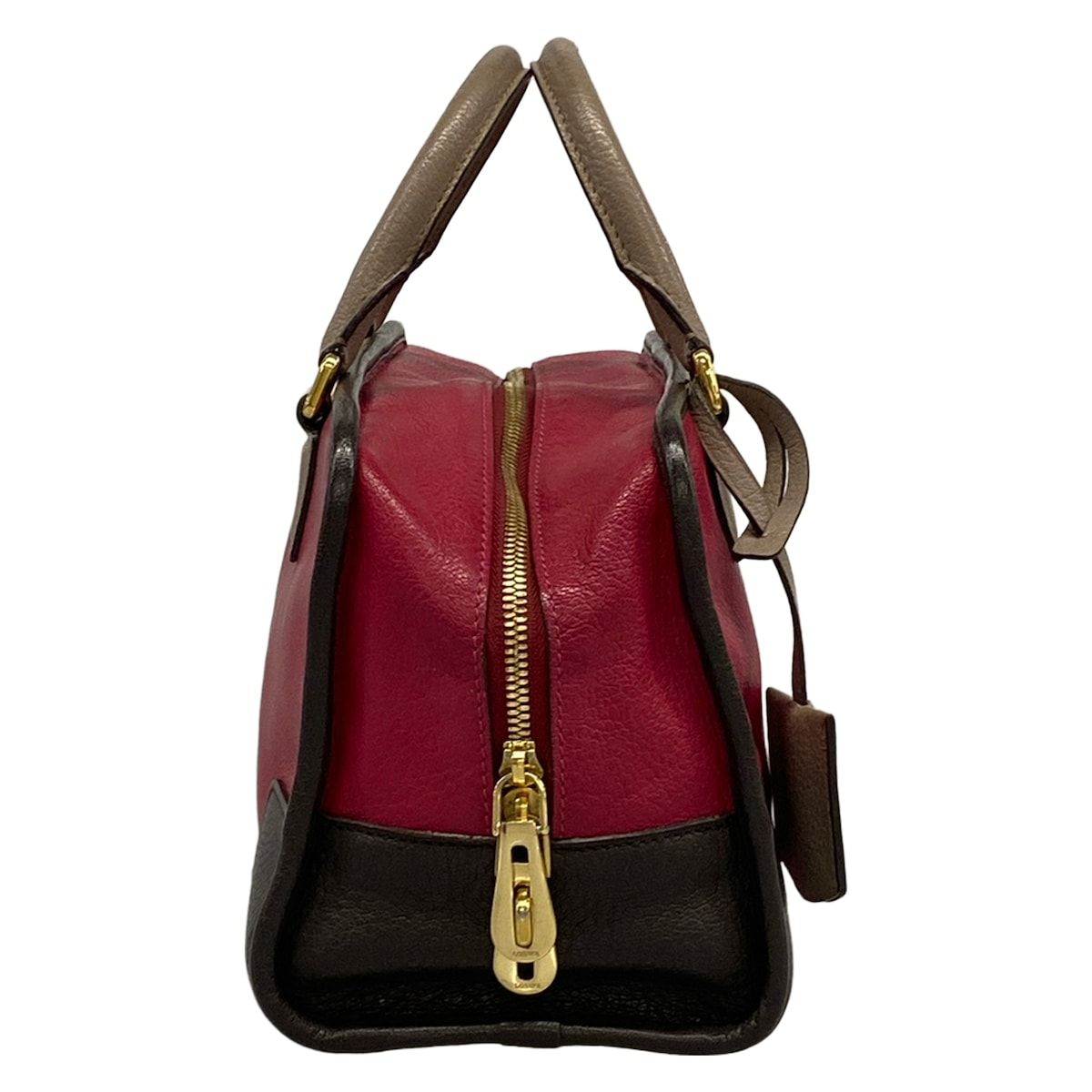 Loewe Handbag Amazona 28 Pink Gray Beige Dark Brown Leather — view 2