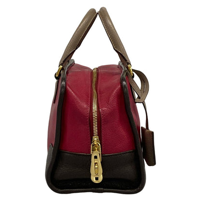 Loewe Handbag Amazona 28 Pink Gray Beige Dark Brown Leather — view 2