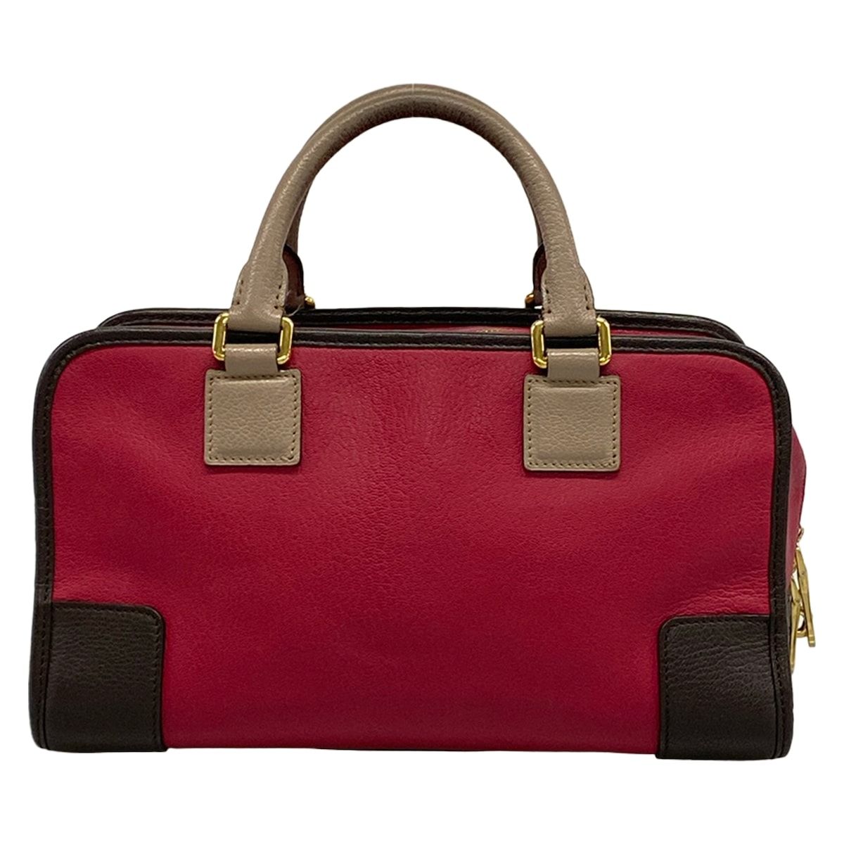 Loewe Handbag Amazona 28 Pink Gray Beige Dark Brown Leather — view 3