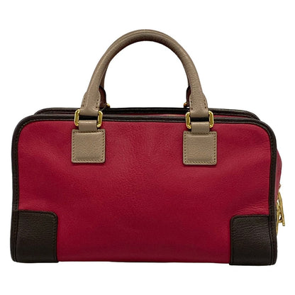 Loewe Handbag Amazona 28 Pink Gray Beige Dark Brown Leather — view 3