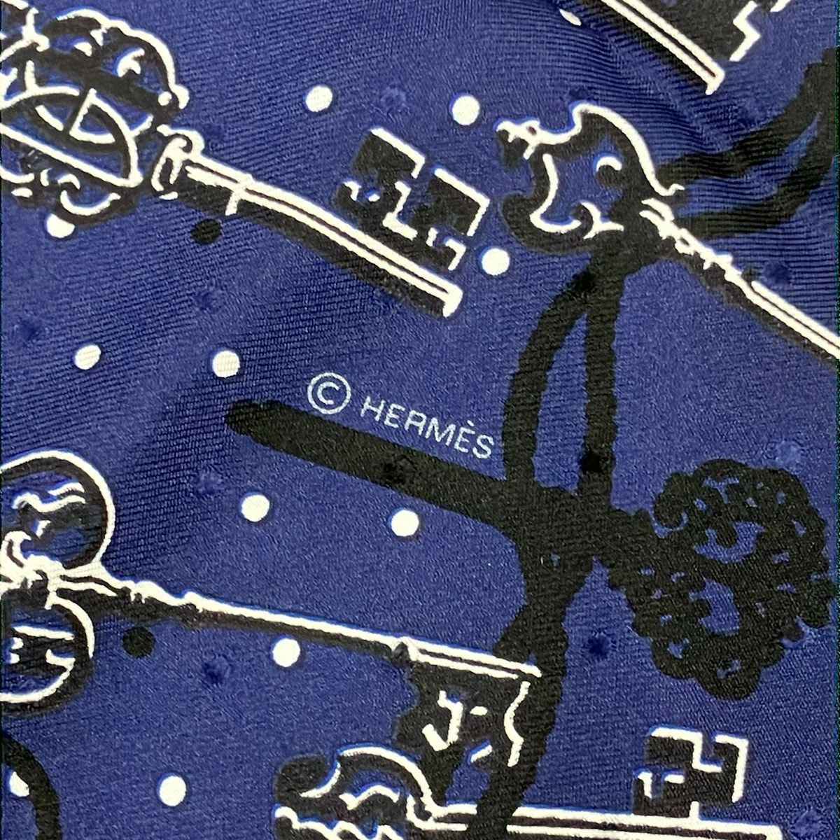 Hermes Scarf Carre 55 Navy Key les Cles Bandana — view 2