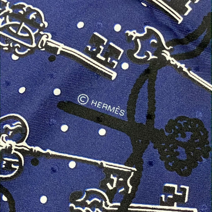 Hermes Scarf Carre 55 Navy Key les Cles Bandana — view 2