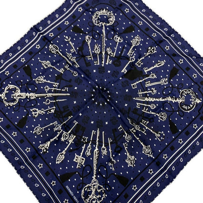 Hermes Scarf Carre 55 Navy Key les Cles Bandana