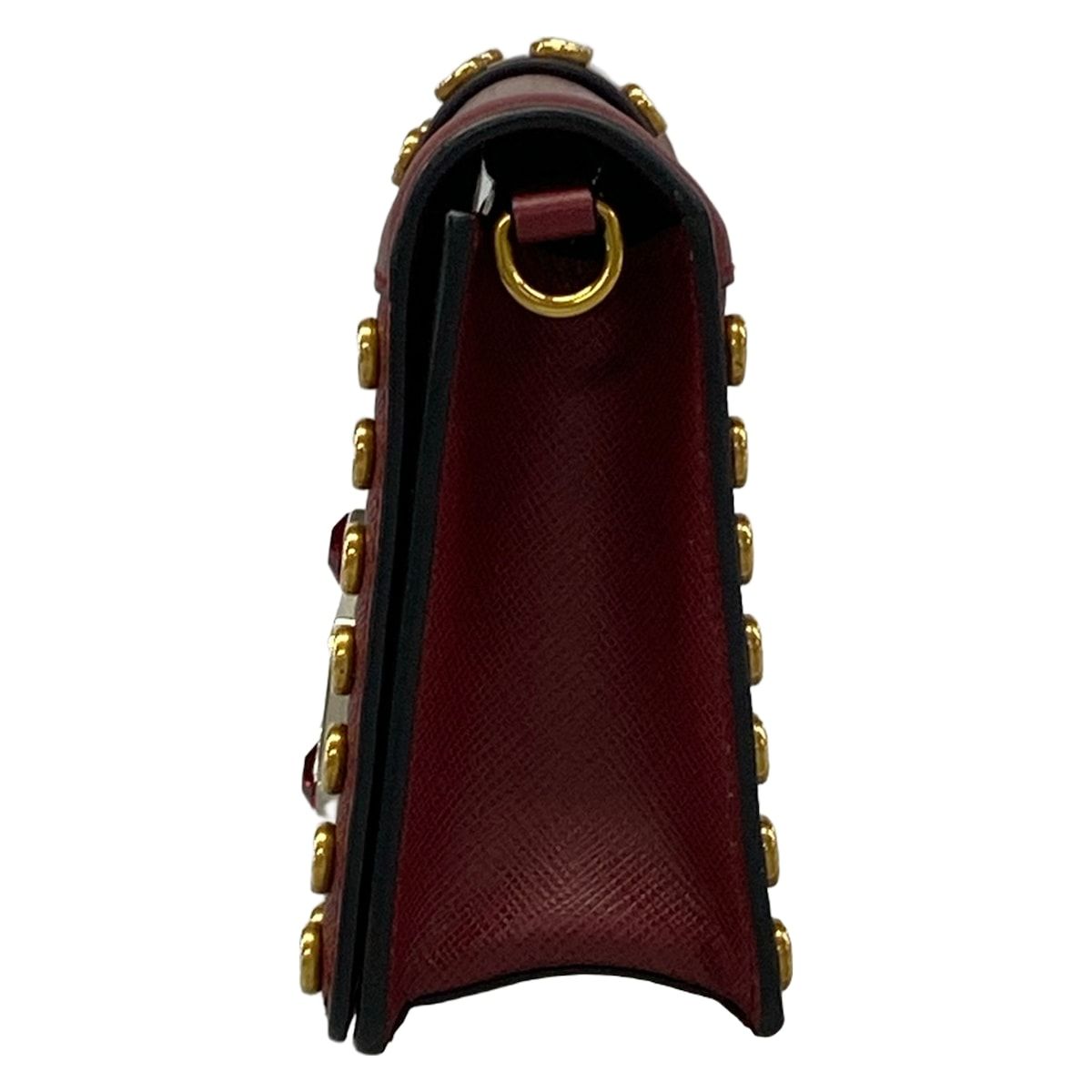 Prada Clutch Bordeaux Gold Studs Rhinestone — view 2