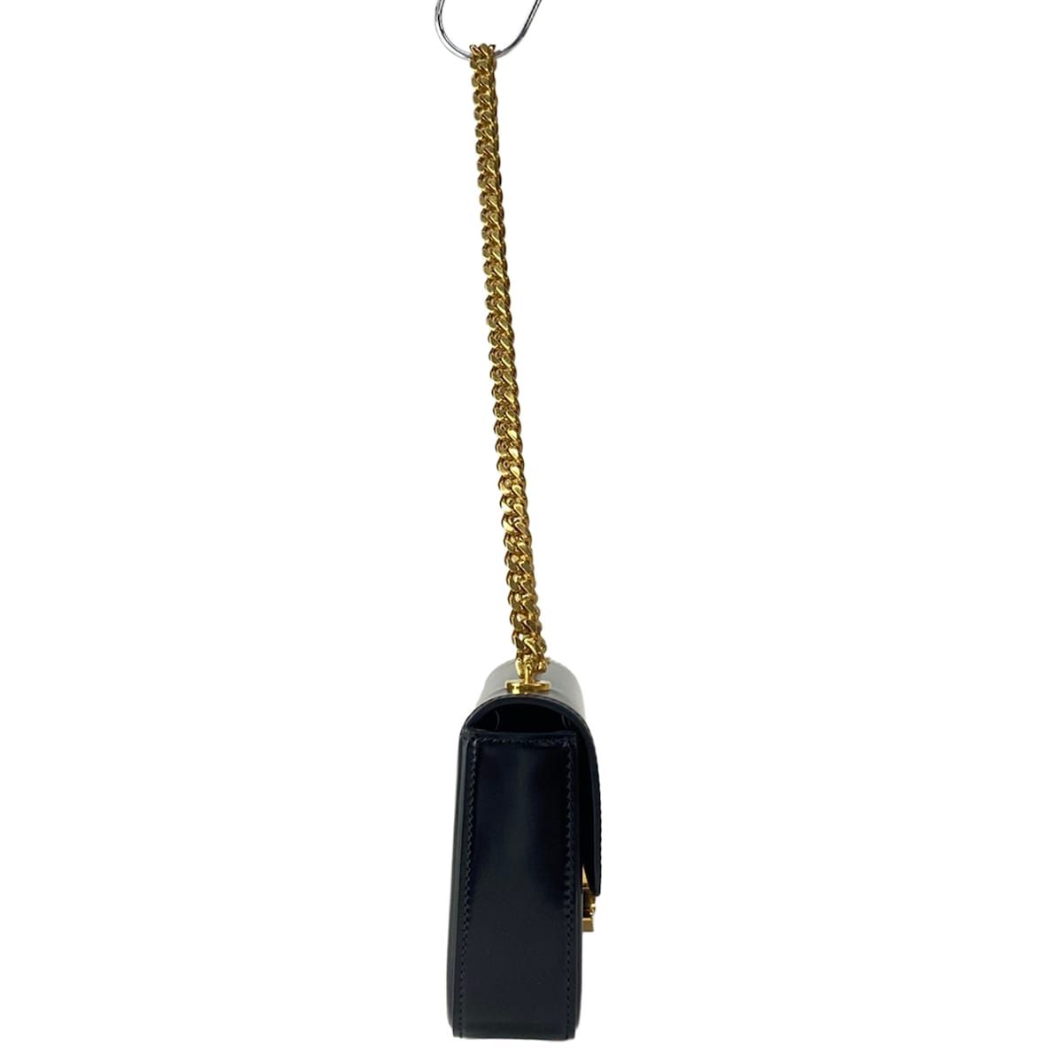 Celine Shoulder Bag Triomphe Claude Black Gold Leather — view 2