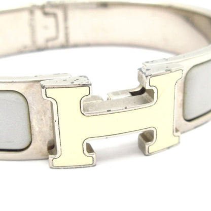 Hermes Bangle Click Silver Light Gray Ivory Bracelet — view 5