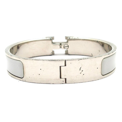 Hermes Bangle Click Silver Light Gray Ivory Bracelet — view 3