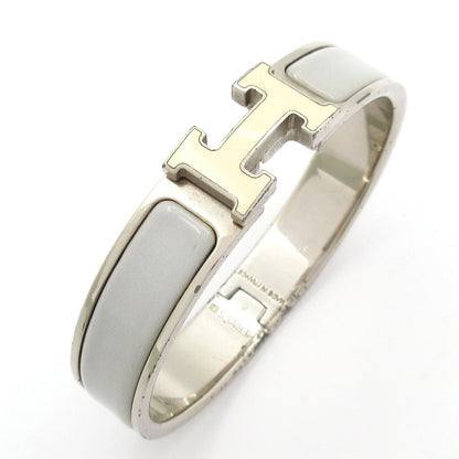 Hermes Bangle Click Silver Light Gray Ivory Bracelet — view 6