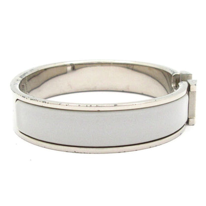 Hermes Bangle Click Silver Light Gray Ivory Bracelet — view 2