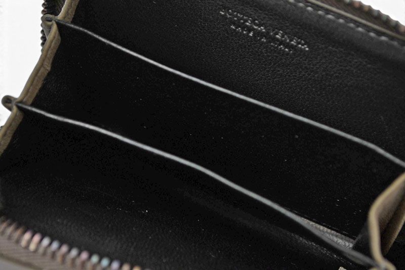 Bottega Veneta Card Case Coin Mini Wallet Intrecciato Leather Khaki Gray — view 7
