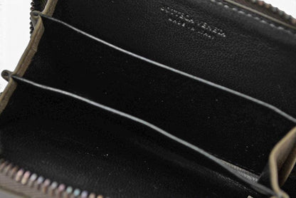 Bottega Veneta Card Case Coin Mini Wallet Intrecciato Leather Khaki Gray — view 7