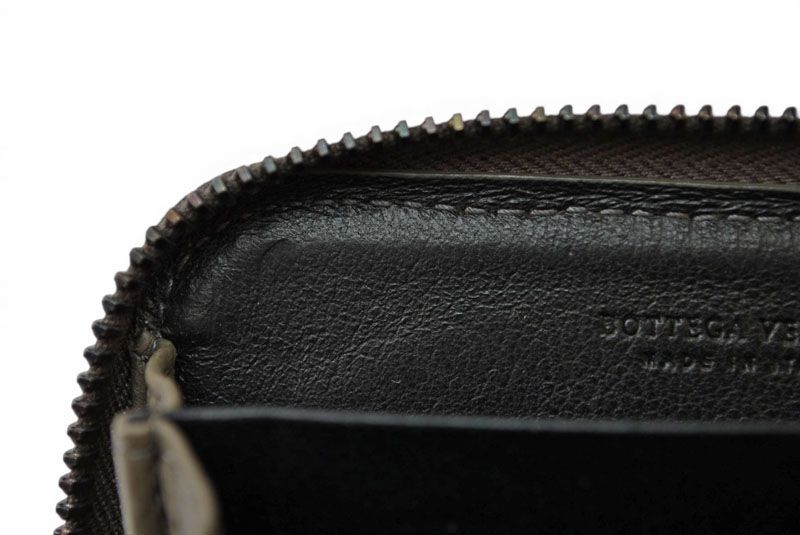 Bottega Veneta Card Case Coin Mini Wallet Intrecciato Leather Khaki Gray — view 9
