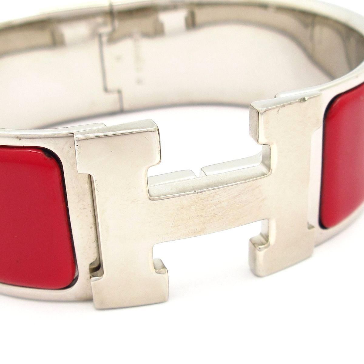 Hermes Bangle Clic Clac Silver Bordeaux Bracelet — view 5