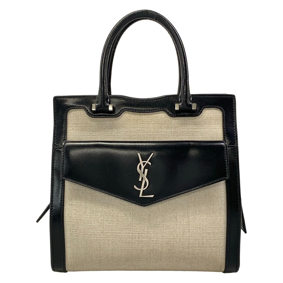 Saint Laurent Paris Handbag Light Gray Black Leather